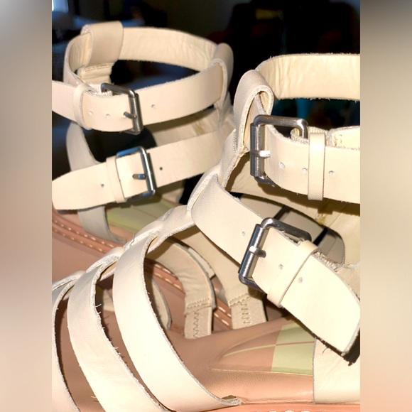 DOLCE VITA GALORE LEATHER PLATFORM GLADIATOR SANDALS - BEIGE - Sz 10 - Picture 7 of 11